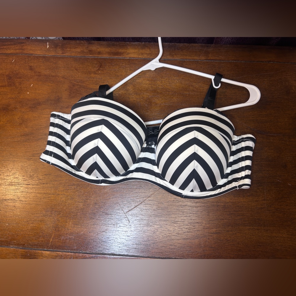 Striped Black and White Women's Bra